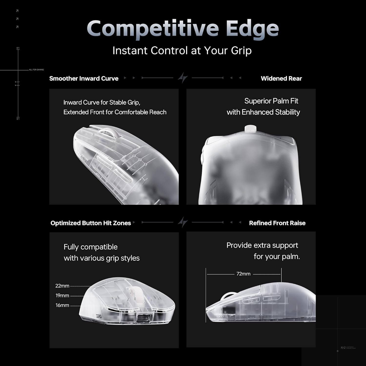 ATK Blazing Sky Zero Wireless Gaming Mouse – 44g Ultra Lightweight, PAW3950 Sensor, 8K Polling Rate, Nordic 54L15, Wired & 2.4GHz, Frosted White