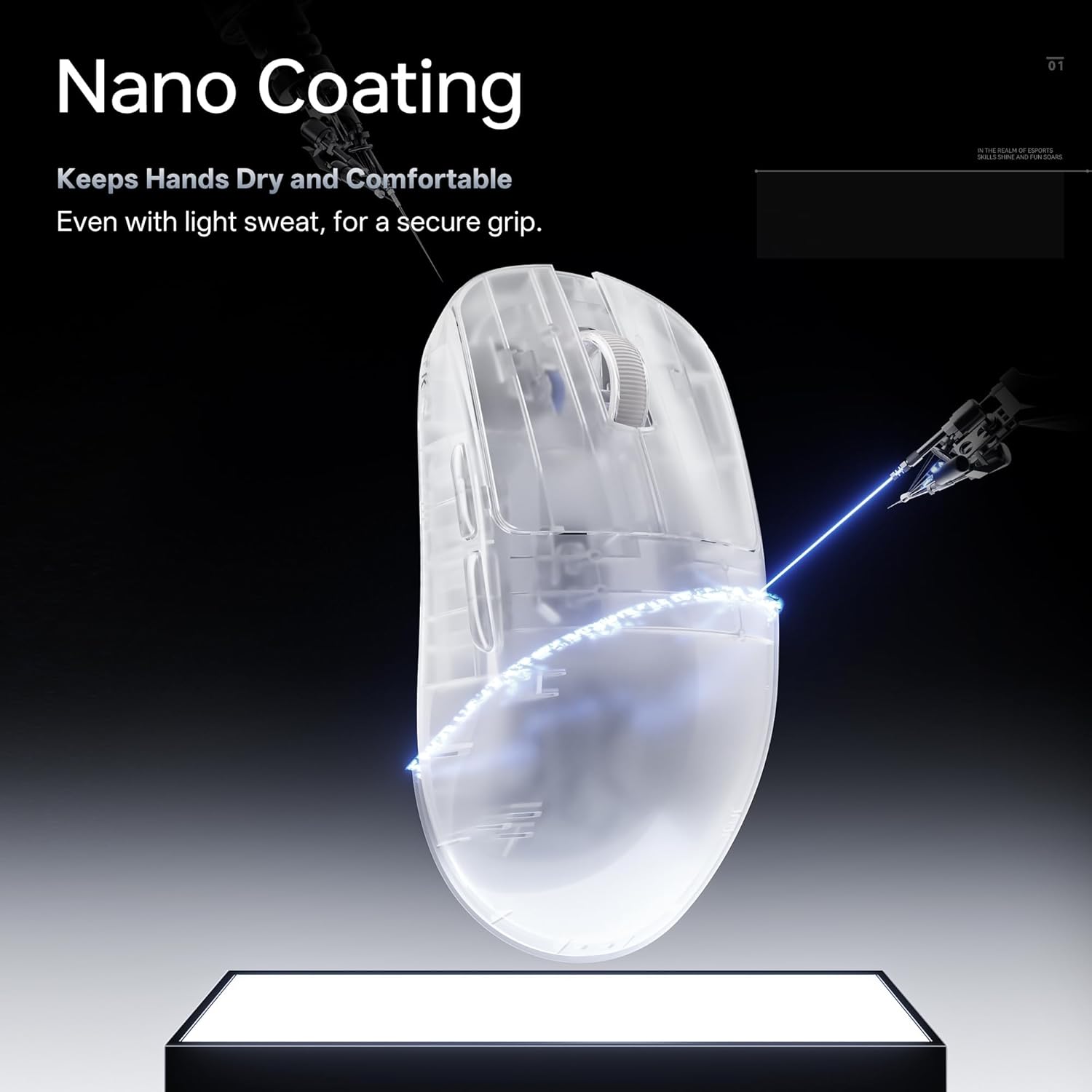 ATK Blazing Sky Zero Wireless Gaming Mouse – 44g Ultra Lightweight, PAW3950 Sensor, 8K Polling Rate, Nordic 54L15, Wired & 2.4GHz, Frosted White