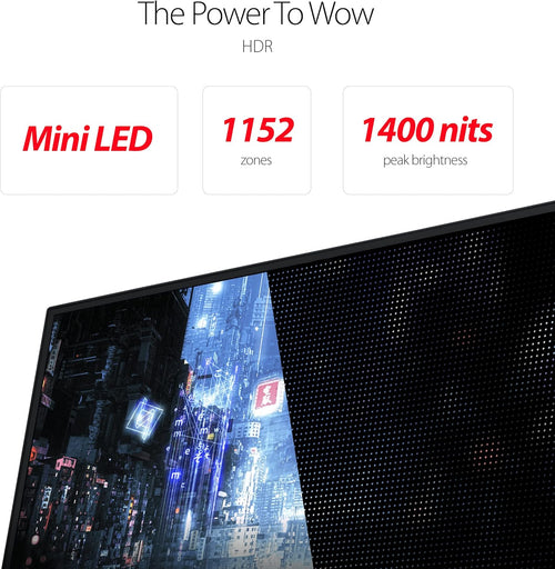 ASUS ROG Swift PG32UQX 32-Inch 4K UHD Gaming Monitor – 144Hz, Mini-LED IPS, G-SYNC Ultimate, DisplayHDR 1400, Quantum Dot, Full Array Local Dimming, HDMI, DisplayPort
